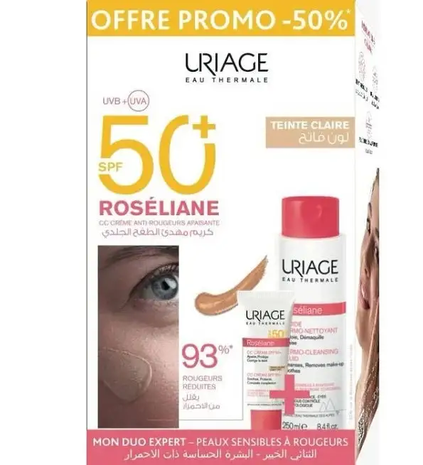 Uriage Roséliane CC Cream SPF50 teinte claire + Fluide dermo-nettoyant