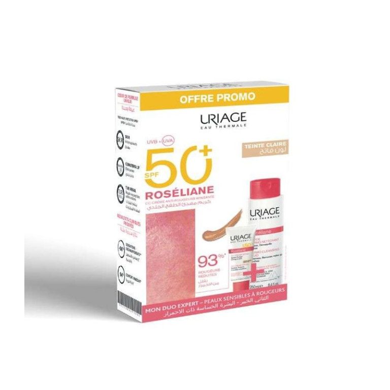 Uriage Roséliane CC Crème SPF50 Teinte claire 40 ml + Dermo-nettoyant