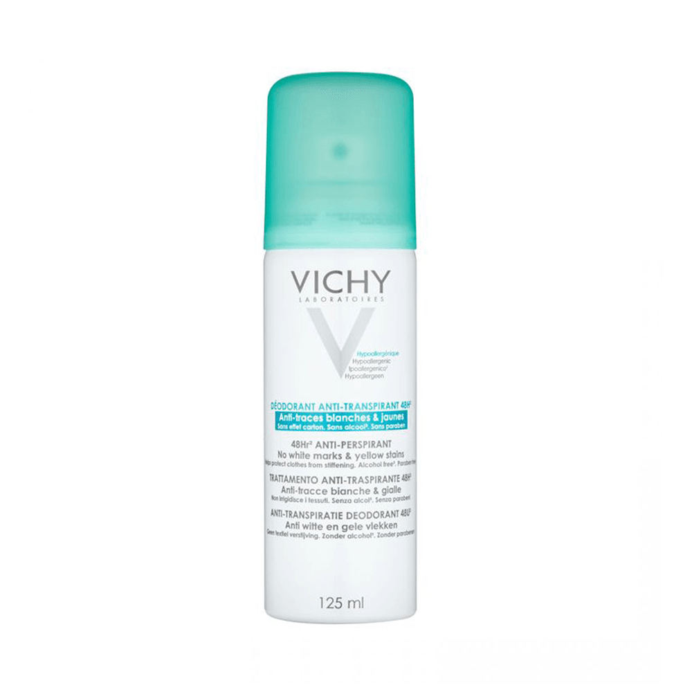 Vichy Déodorant aérosol anti-transpirant 48H anti-traces jaunes et blanches 125 ml