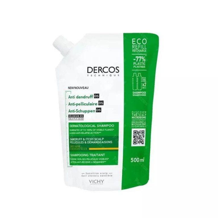 Vichy Dercos Shampooing traitant anti-pelliculaire cheveux secs éco-recharge 500 ml